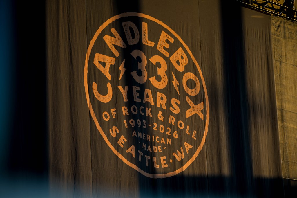 A banner celebrating Candlebox's 33 years of rock and roll, from 1993 to 2026, featuring the text 'CANDLEBOX 33 YEARS OF ROCK & ROLL' and 'AMERICAN MADE - SEATTLE, WA'.